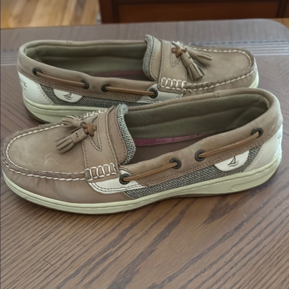 Sperry Tan and Cream Top-Sider Shoes